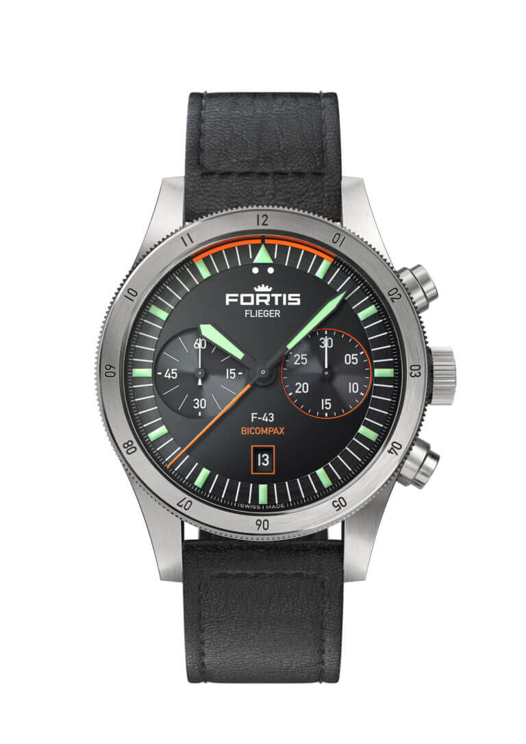 Fortis Flieger F-43 Bicompax auf Lederband