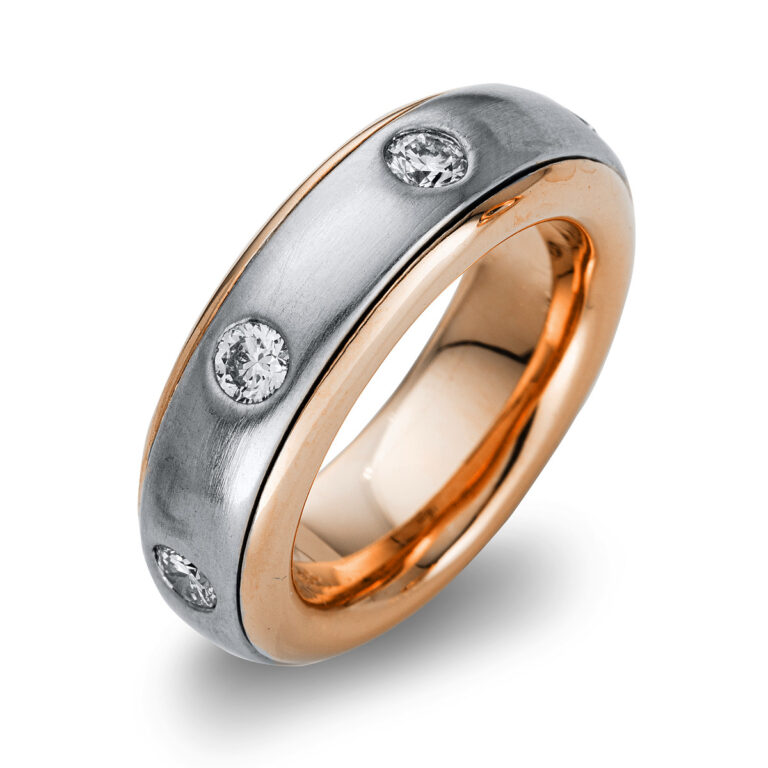 Ring 18 kt RG+WG, mattiert + poliert
