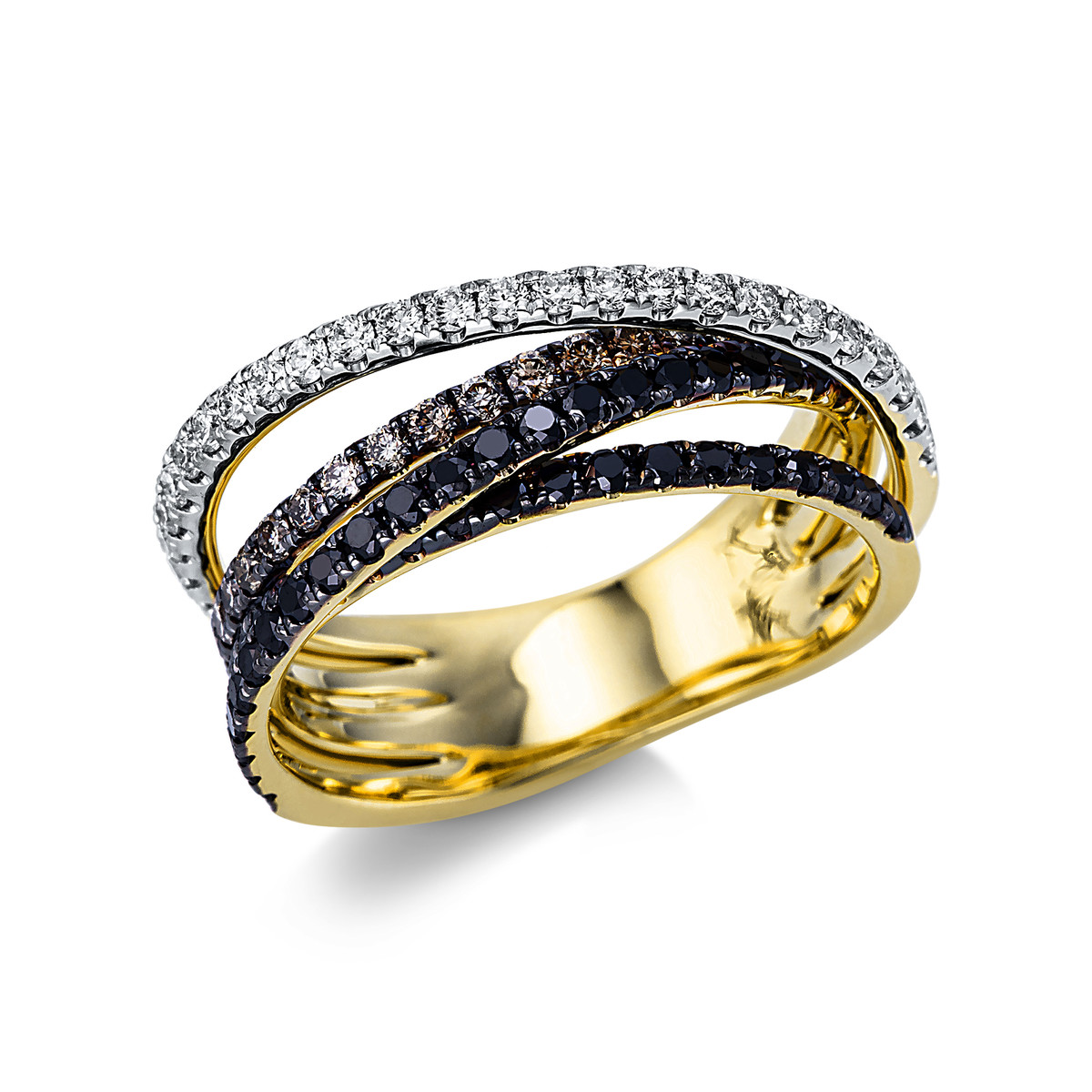 Ring 18 kt GG, teils schwarz rhodiniert
