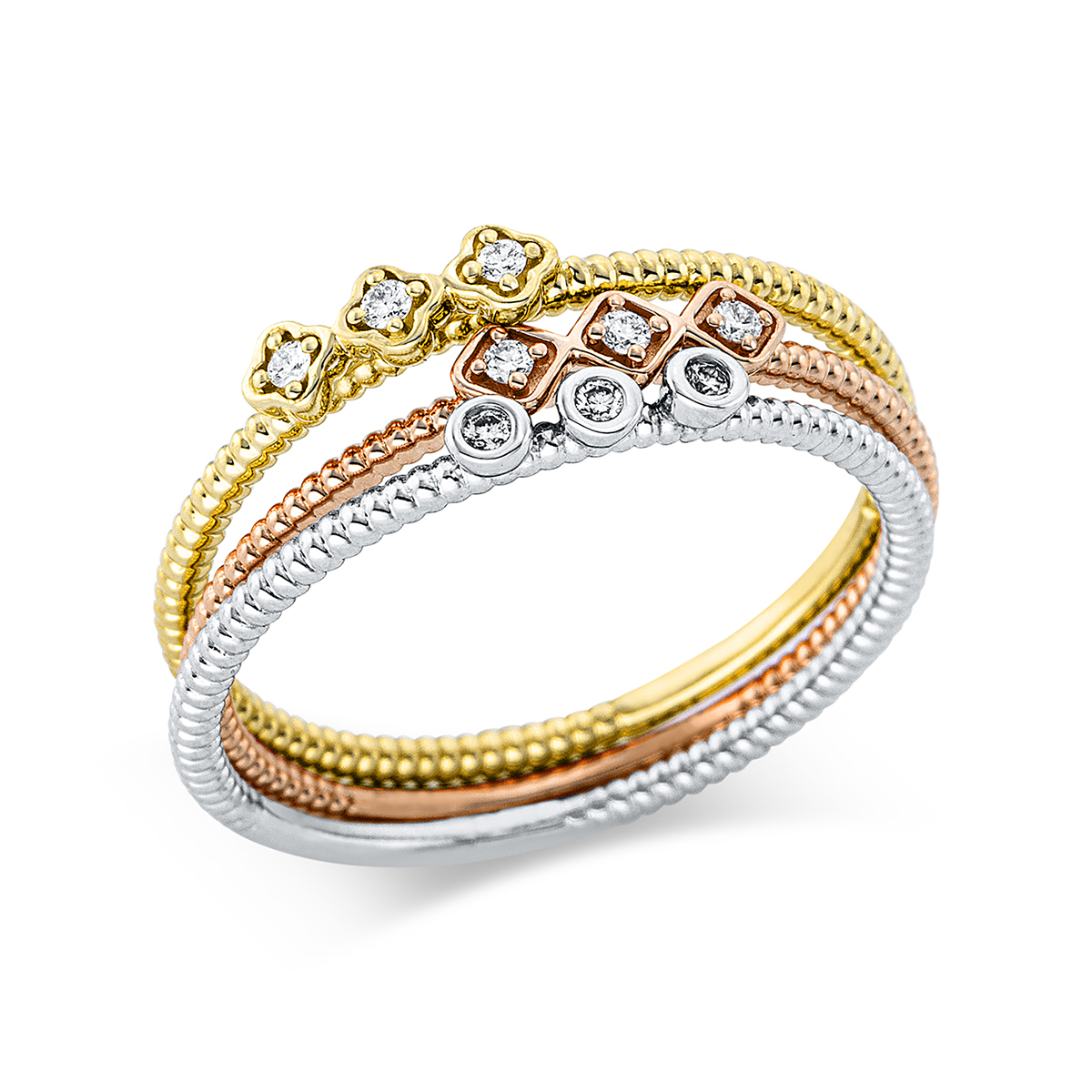 Ring 18 kt WG+GG+RG