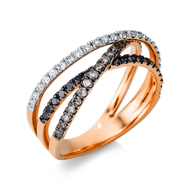 Ring 18 kt RG, teils schwarz rhodiniert