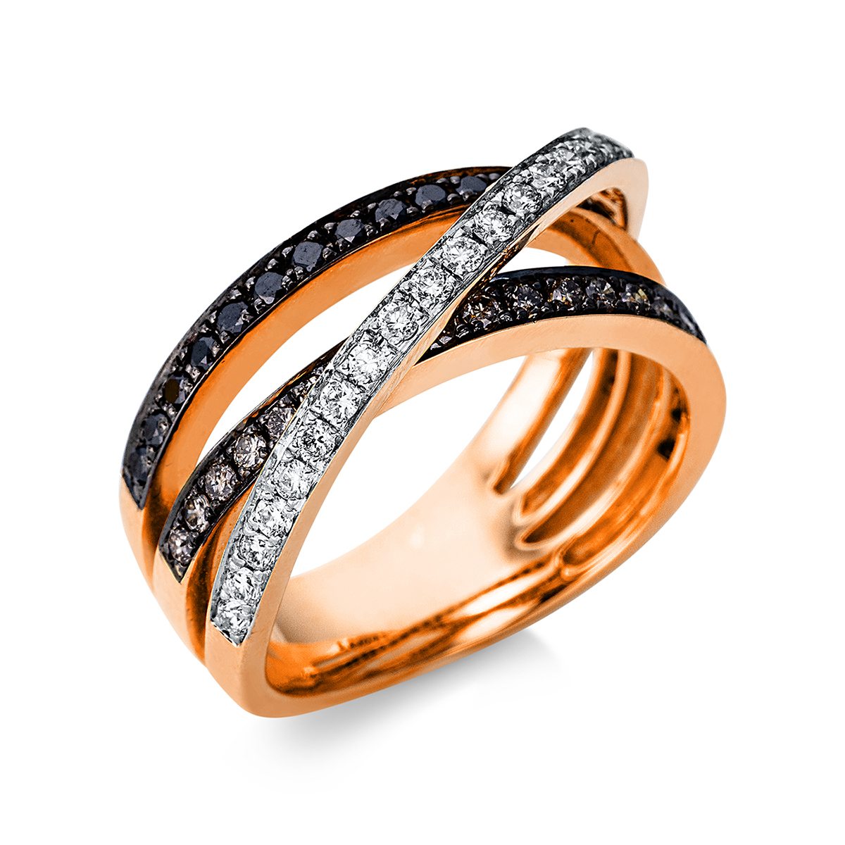 Ring 18 kt RG, teils schwarz rhodiniert