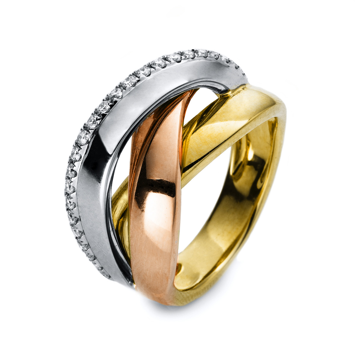 Ring 18 kt WG+GG+RG