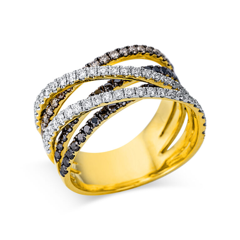Ring 18 kt GG, Fassung teils schwarz rhodinie