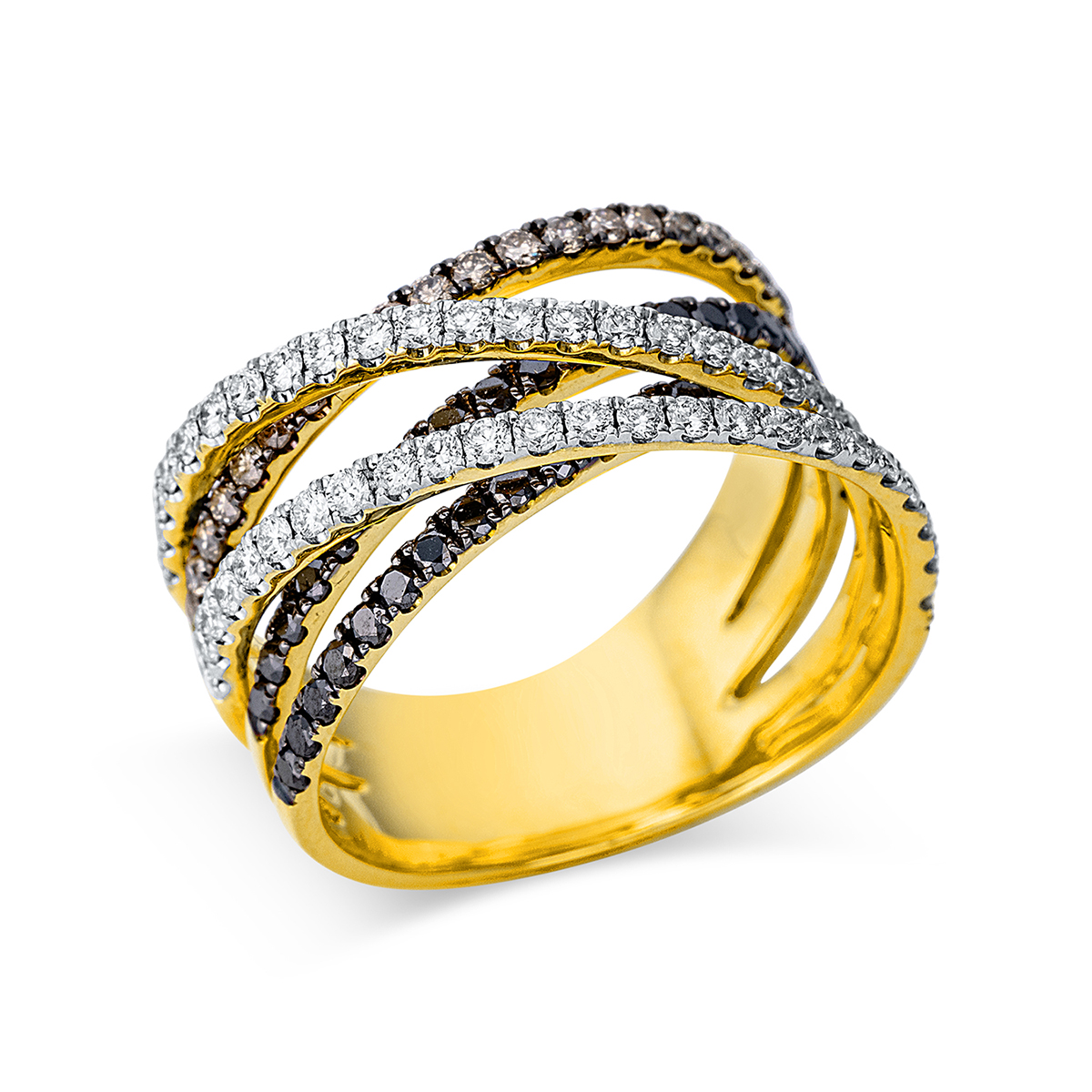 Ring 18 kt GG, Fassung teils schwarz rhodinie