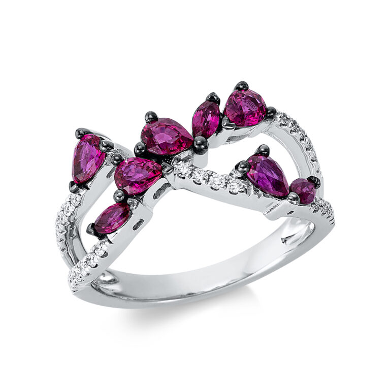 Ring 18 kt WG, Fassung teils schwarz rhodinie