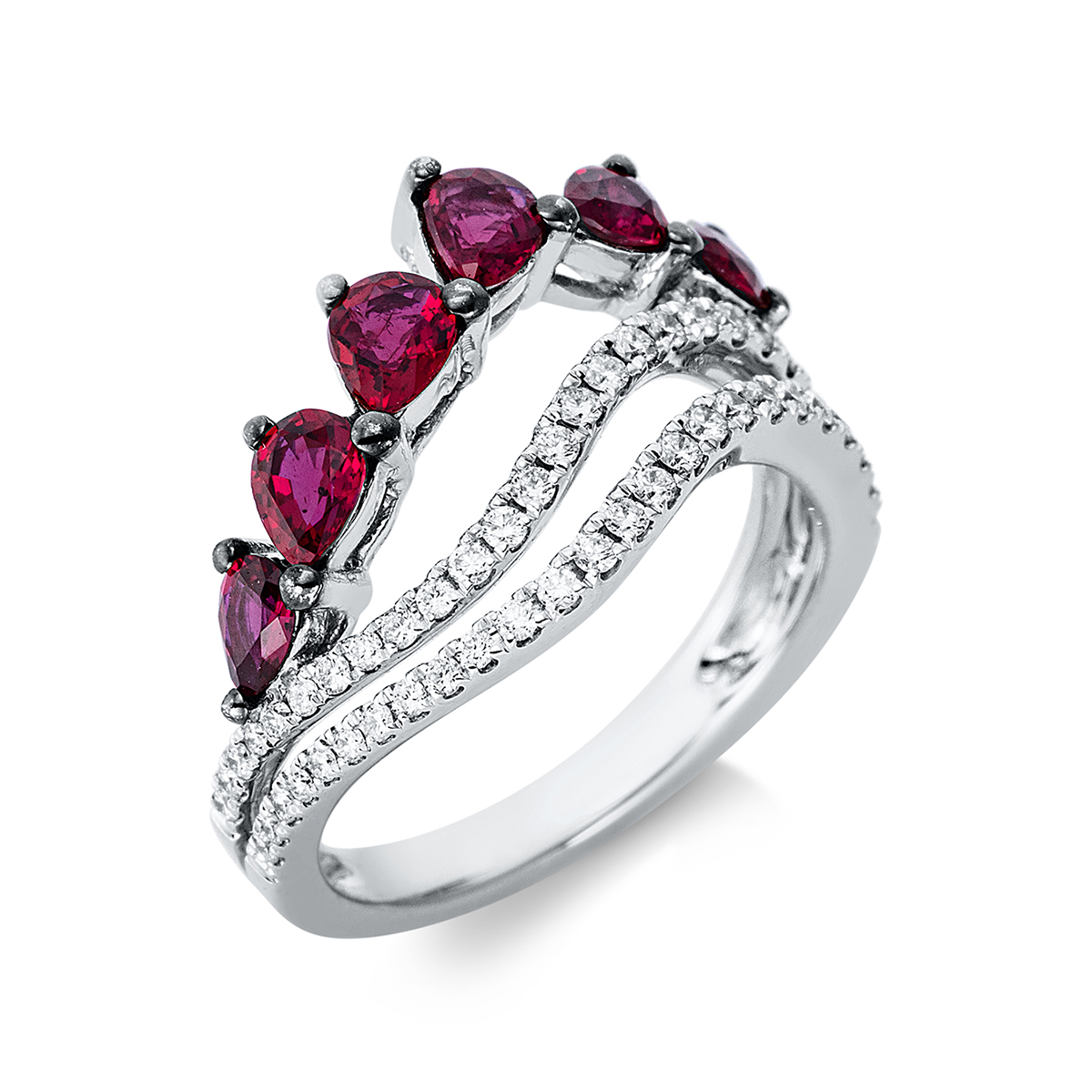 Ring 18 kt WG, Fassung teils schwarz rhodinie
