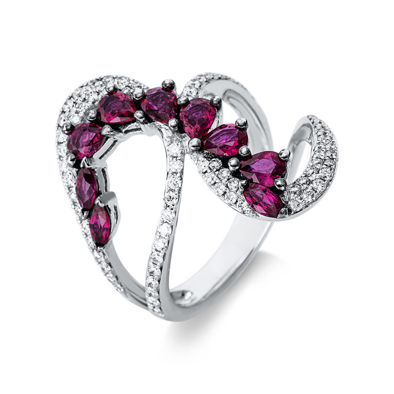 Ring 18 kt WG, Fassung teils schwarz rhodinie