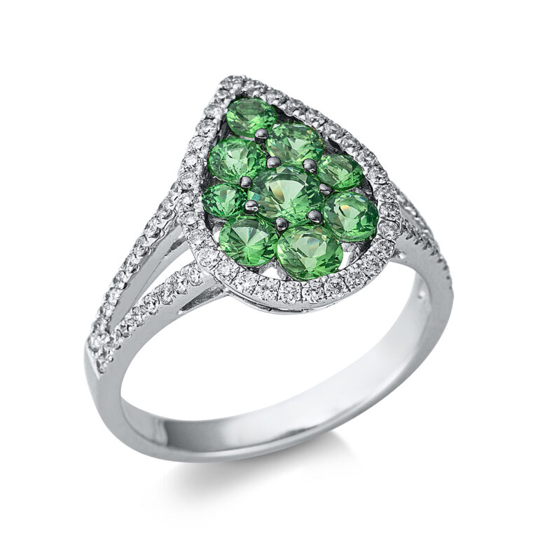 Ring 18 kt WG, Fassung teils schwarz rhodinie