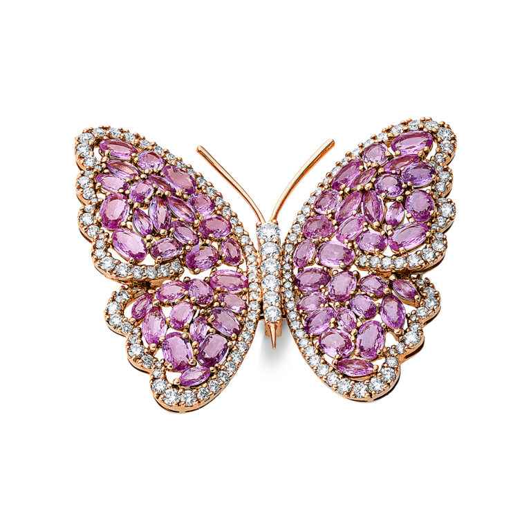 Ring 18 kt RG "Schmetterling", Umbau als Brosche