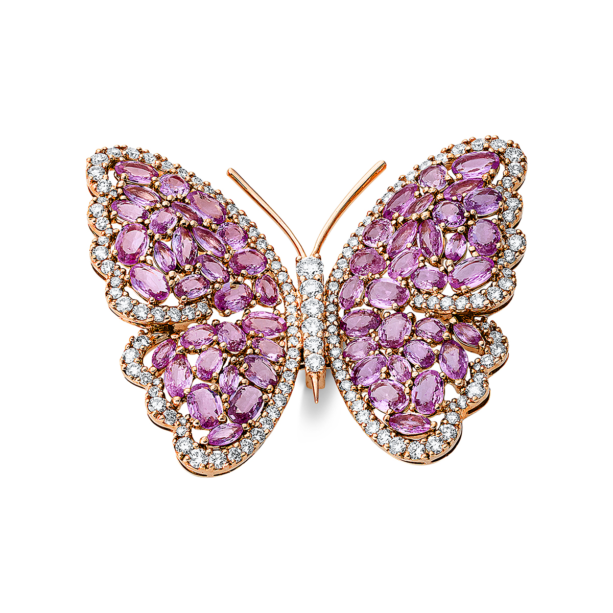 Ring 18 kt RG "Schmetterling", Umbau als Brosche