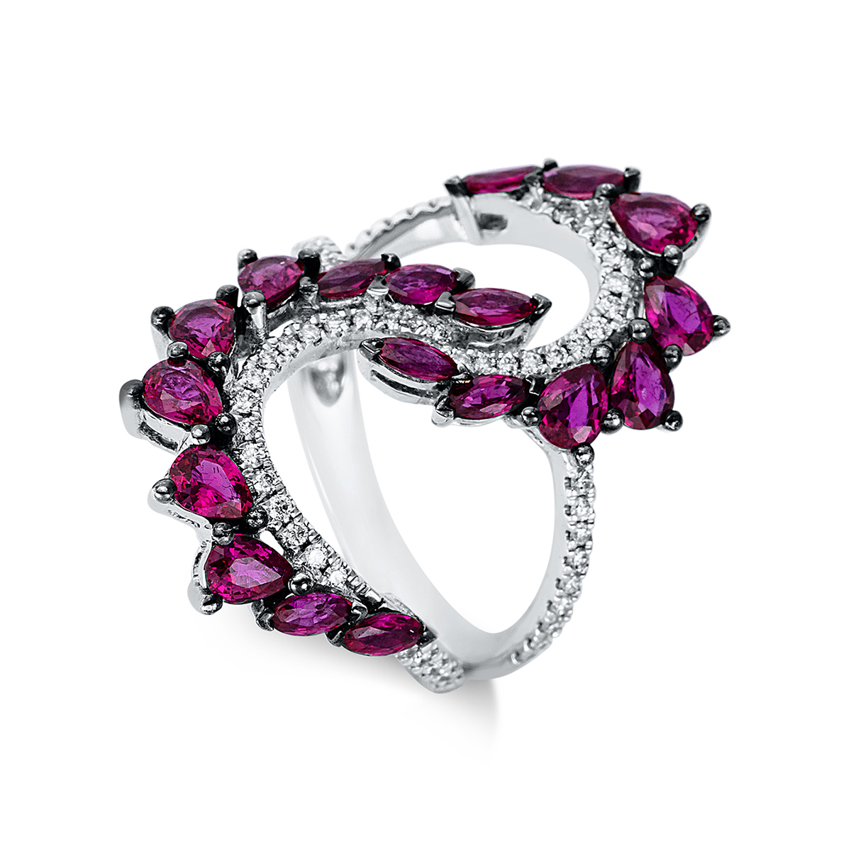 Ring 18 kt WG, Fassung teils schwarz rhodinie