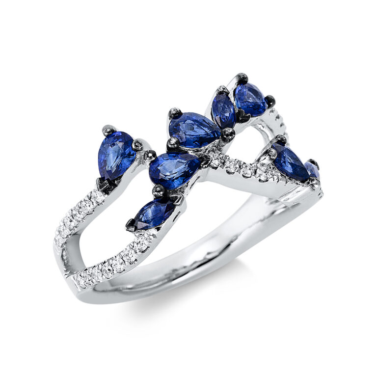 Ring 18 kt WG, Fassung teils schwarz rhodinie