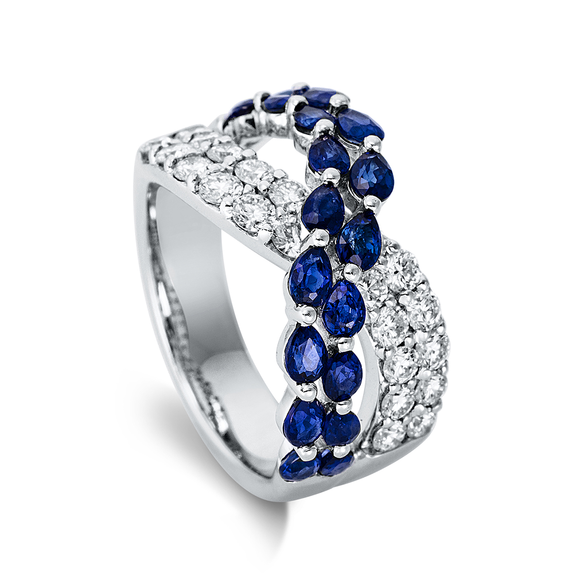 Ring 18 kt WG, Fassung teils schwarz rhodinie