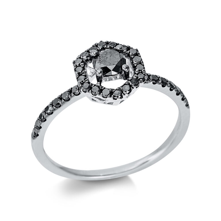 Ring 18 kt WG, Fassung teils schwarz rhodinie