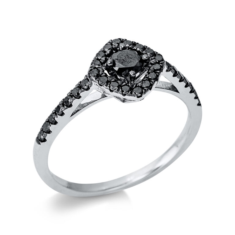Ring 18 kt WG, Fassung teils schwarz rhodinie