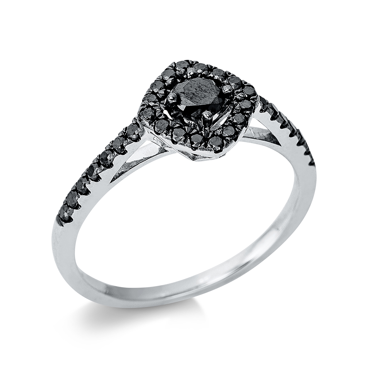 Ring 18 kt WG, Fassung teils schwarz rhodinie