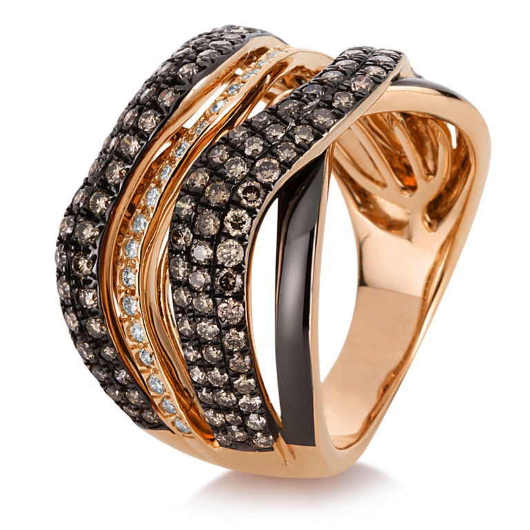 Ring 18 kt RG, teils schwarz rhodiniert