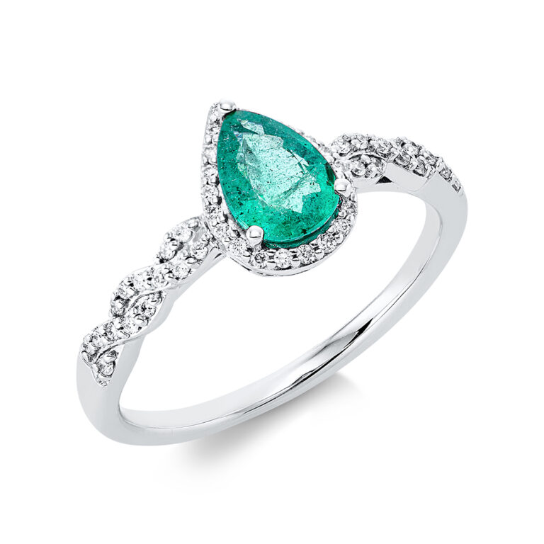 Ring 3er-Krappe 18 kt WG "Tropfen"