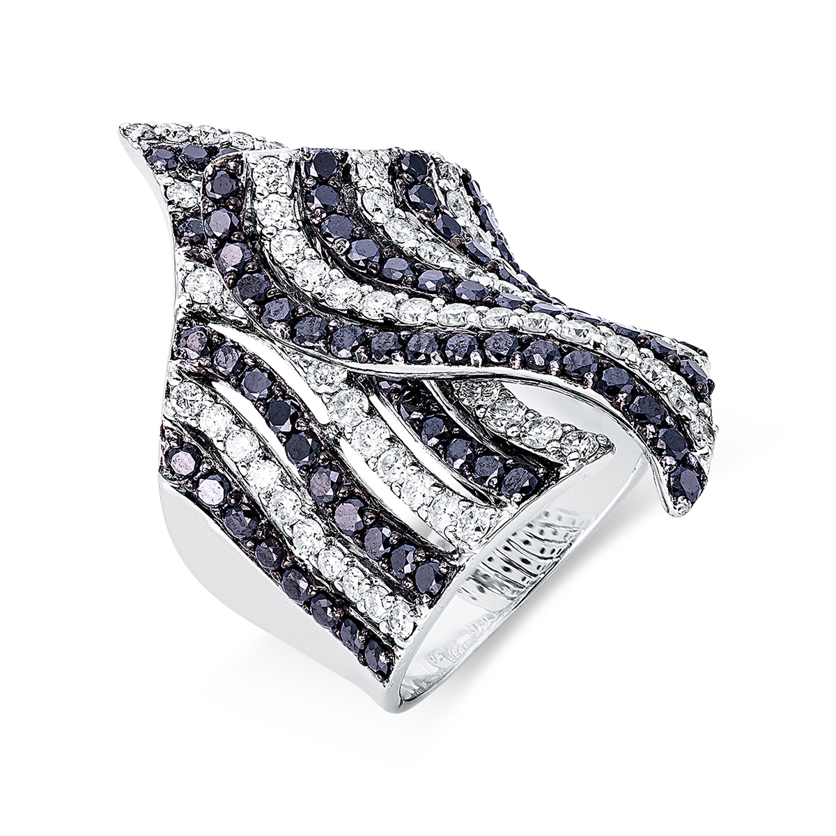 Ring 18 kt WG, teils schwarz rhodiniert