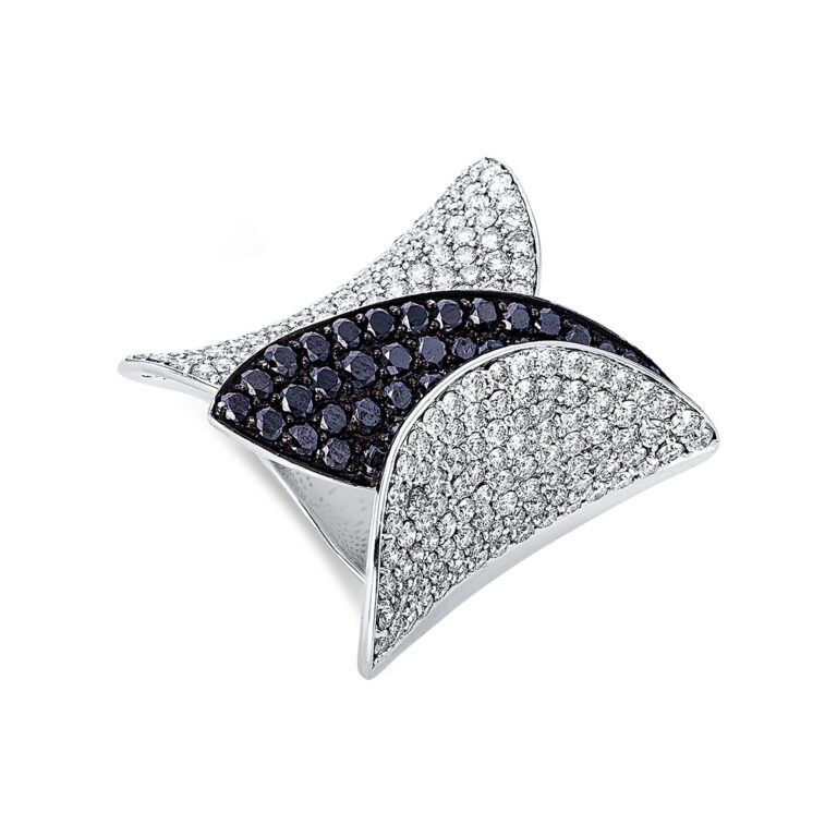 Ring 18 kt WG, Fassung teils schwarz rhodinie