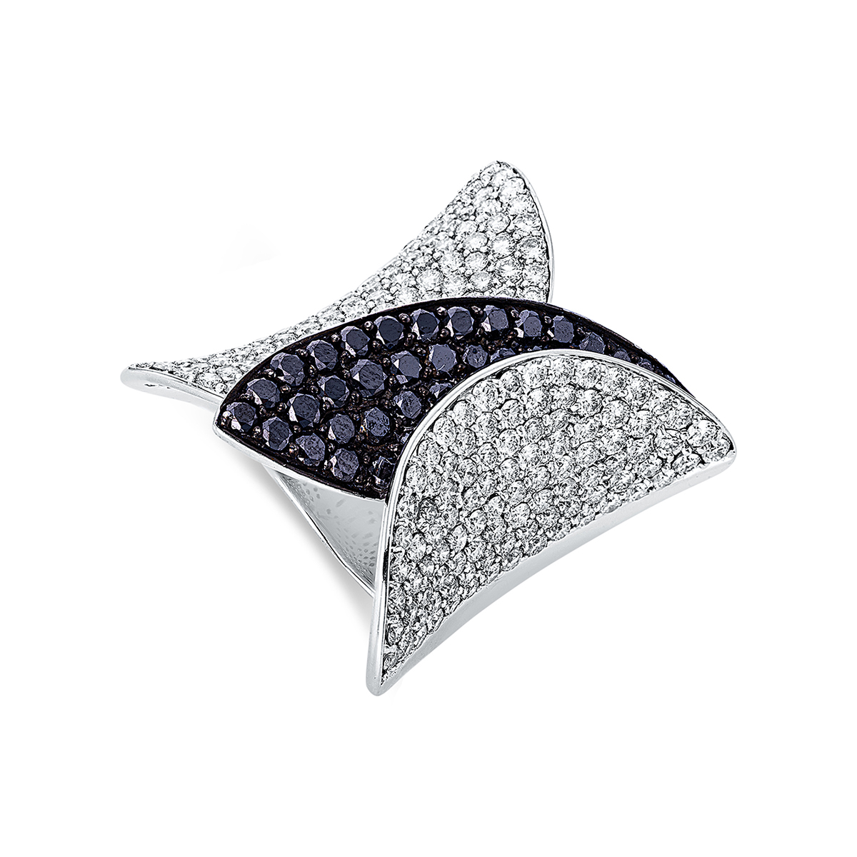 Ring 18 kt WG, Fassung teils schwarz rhodinie