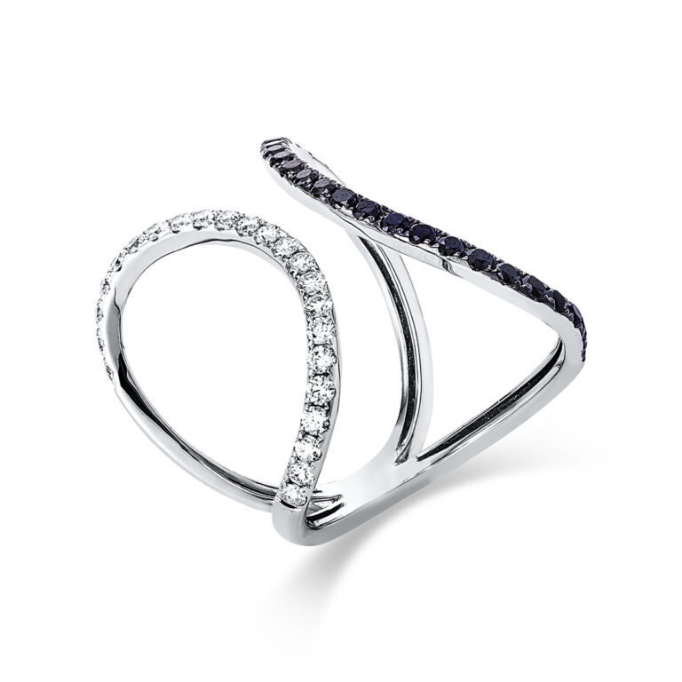 Ring 18 kt WG, Fassung teils schwarz rhodinie