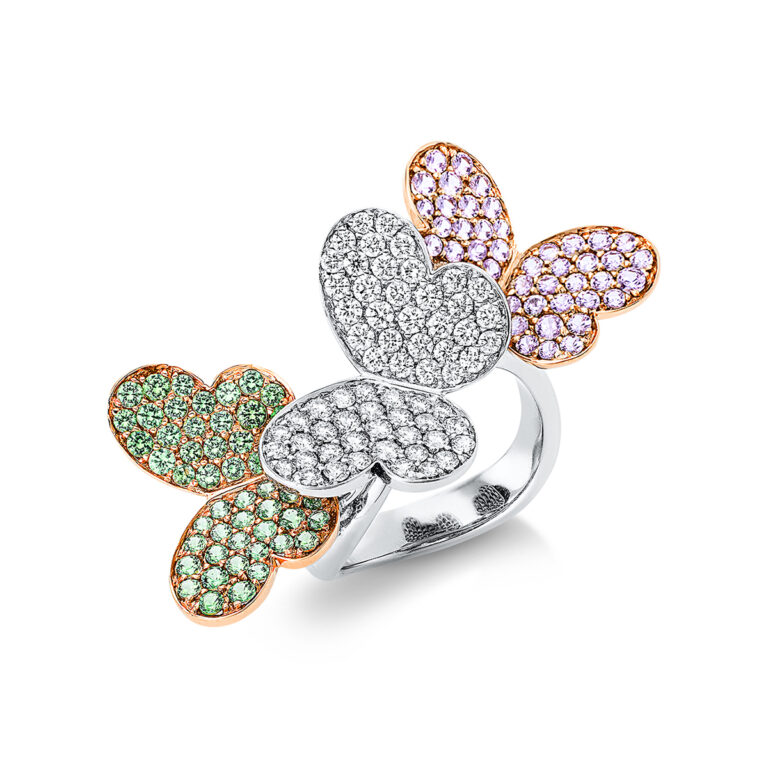 Ring 18 kt WG+GG+RG "Schmetterling"