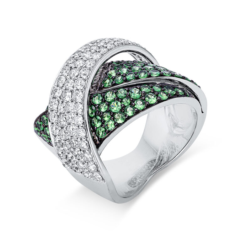 Ring 18 kt WG, Fassung teils schwarz rhodinie
