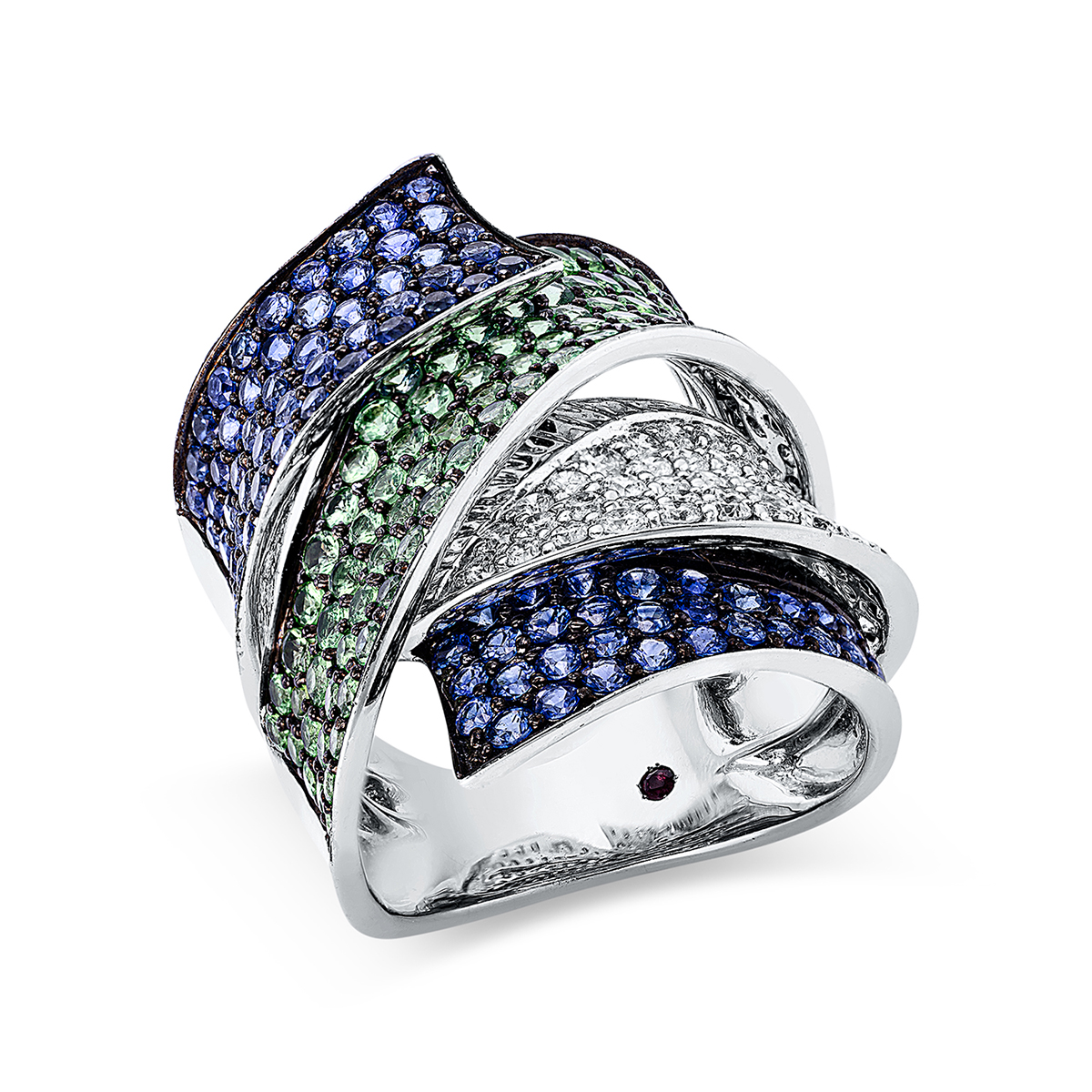Ring 18 kt WG, Fassung teils schwarz rhodinie