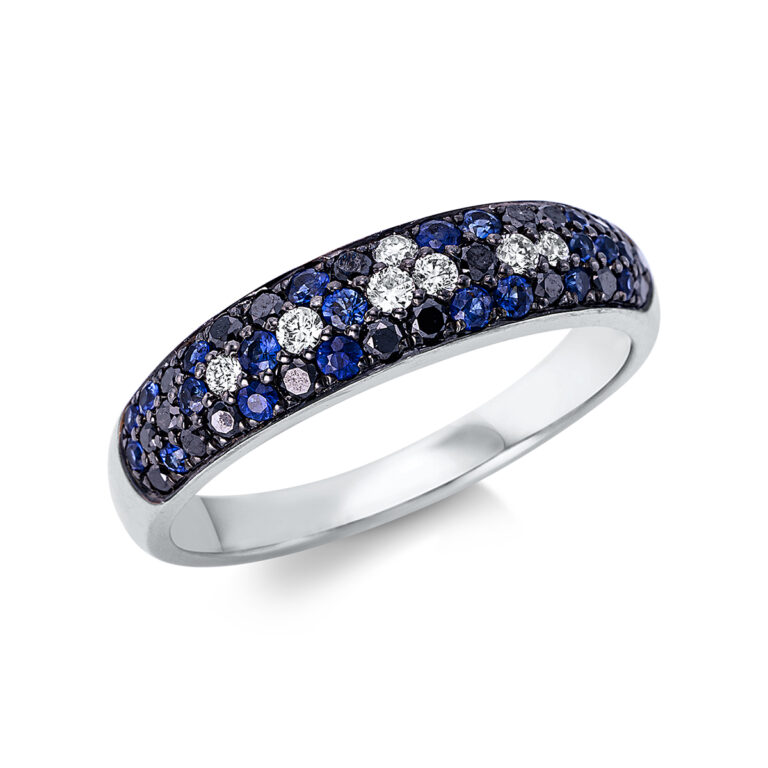 Ring 18 kt WG, teils schwarz rhodiniert