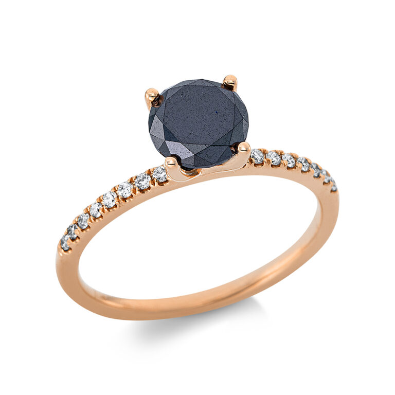 Ring 18 kt RG, Fassung teils schwarz rhodinie