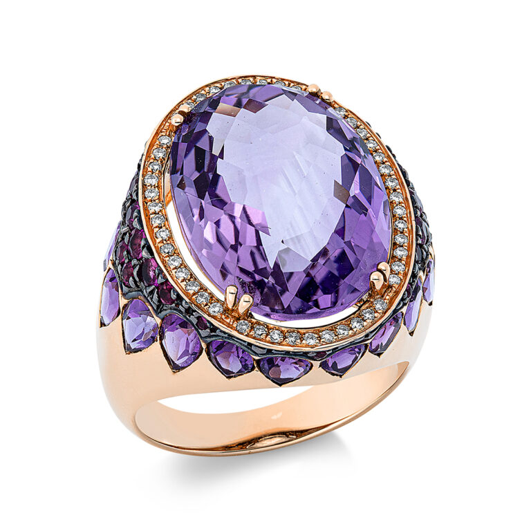 Ring 18 kt RG, tls. schw. rho