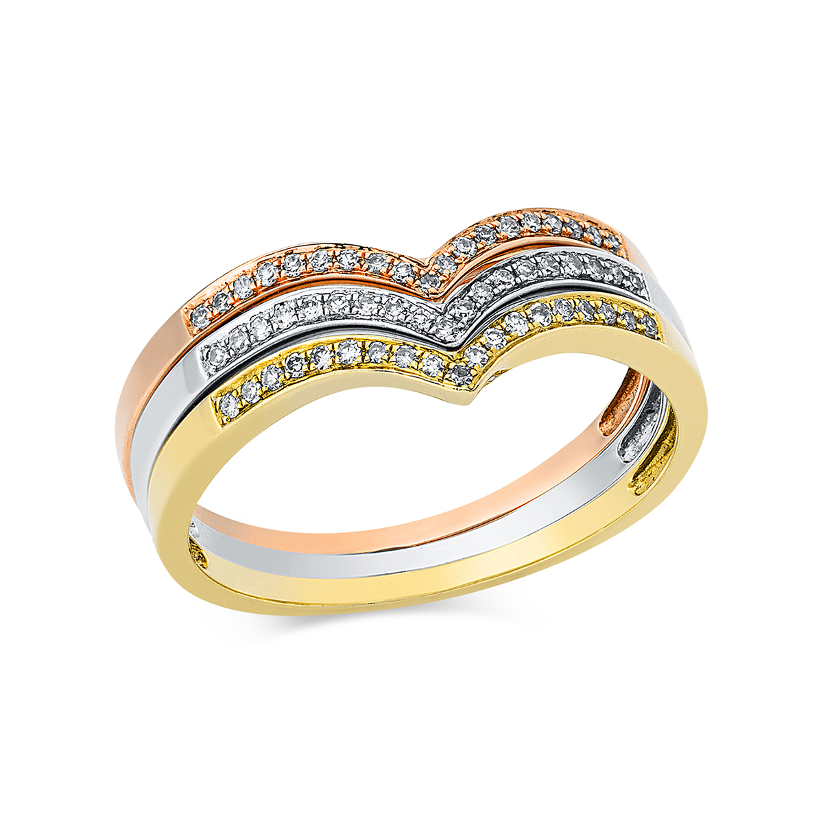 Ring 18 kt WG+GG+RG, drei einzelne Ringe
