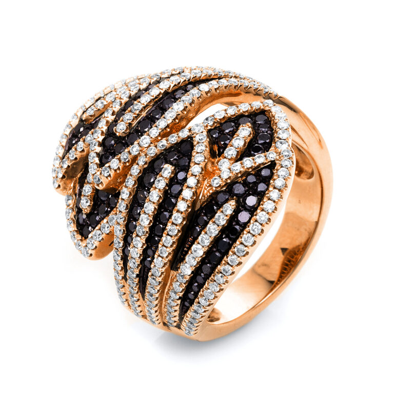 Ring 18 kt RG, Fassung schwarz rhodiniert