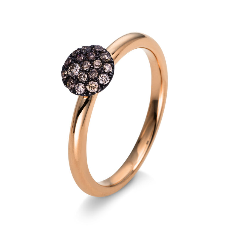 Ring 18 kt RG, Fassung schwarz rhodiniert