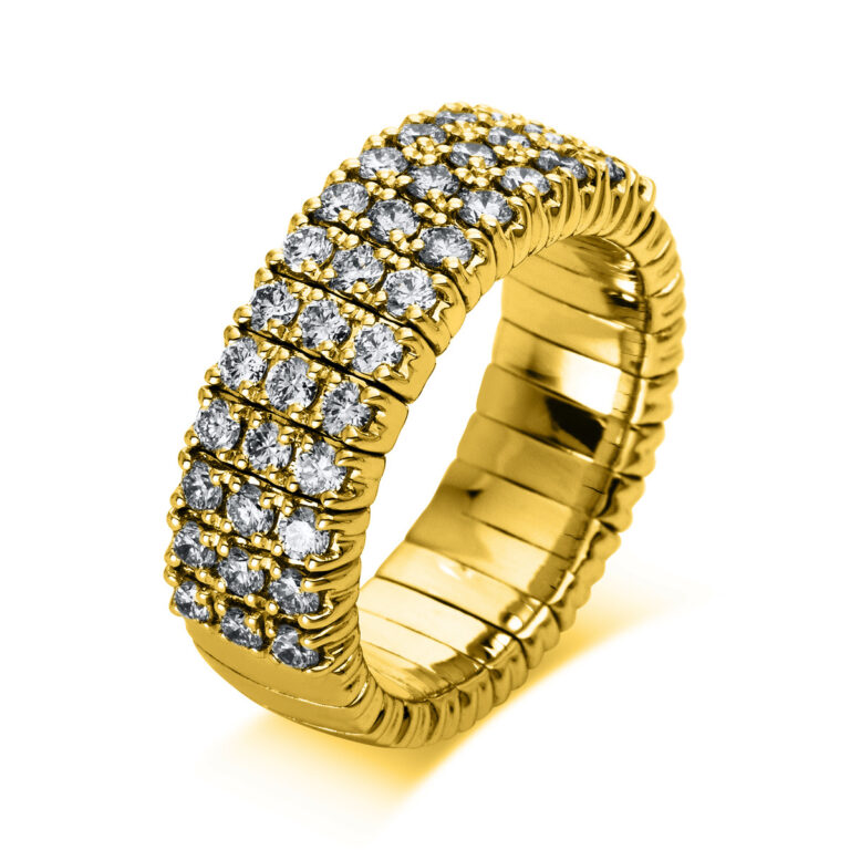 Ring 4er-Krappe 18 kt GG, Flex-Band, variabel