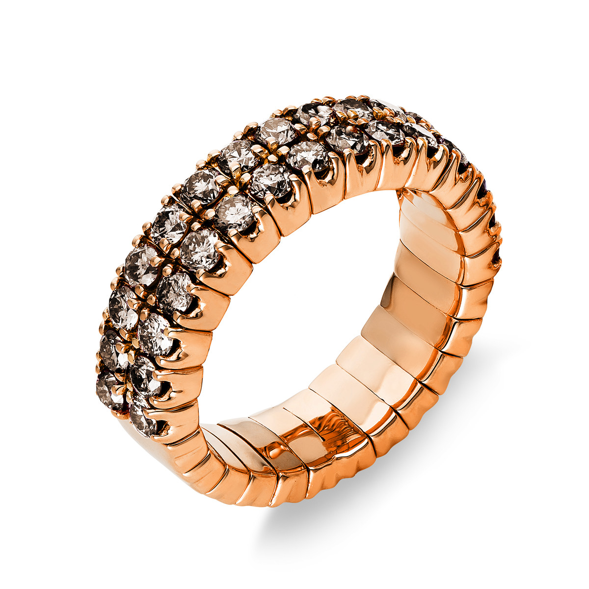 Ring 4er-Krappe 18 kt RG, Flex-Band, variabel