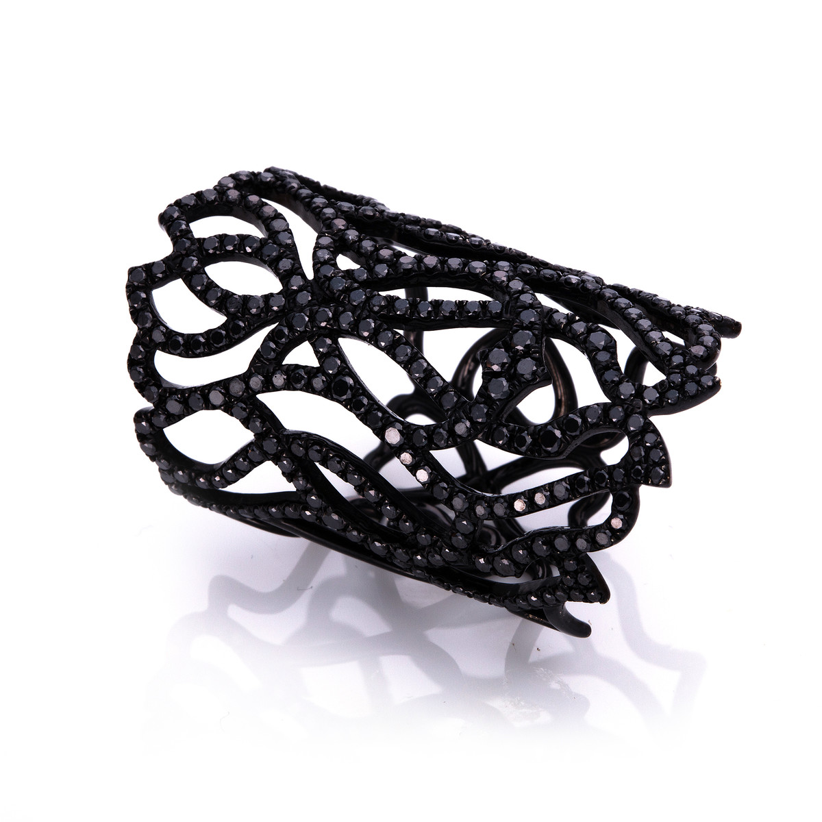 Ring 18 kt WG, schwarz rhodiniert