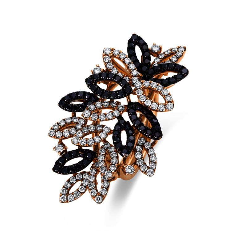 Ring 18 kt RG, Fassung schwarz rhodiniert