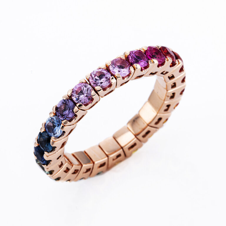 Ring 4er-Krappe 18 kt RG, Flex-Band, variabel