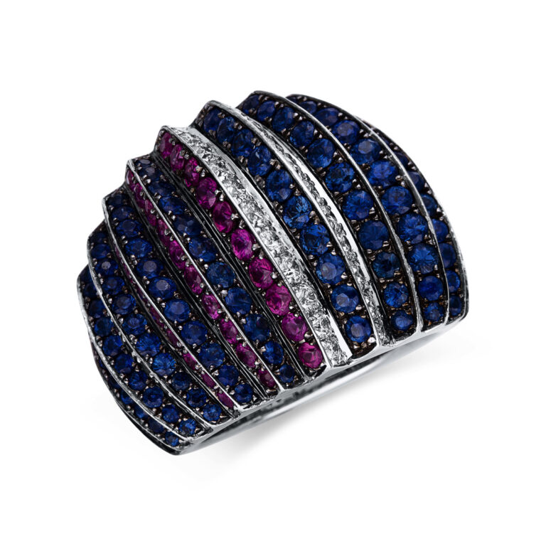 Ring 18 kt WG, Fassung teils schwarz rhodinie