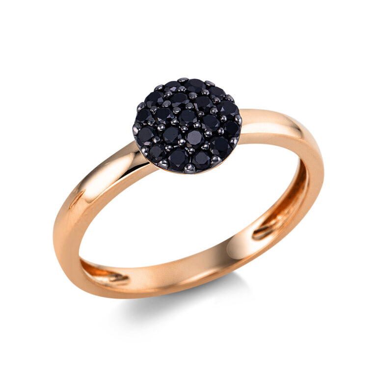 Ring 18 kt RG, Fassung schwarz rhodiniert