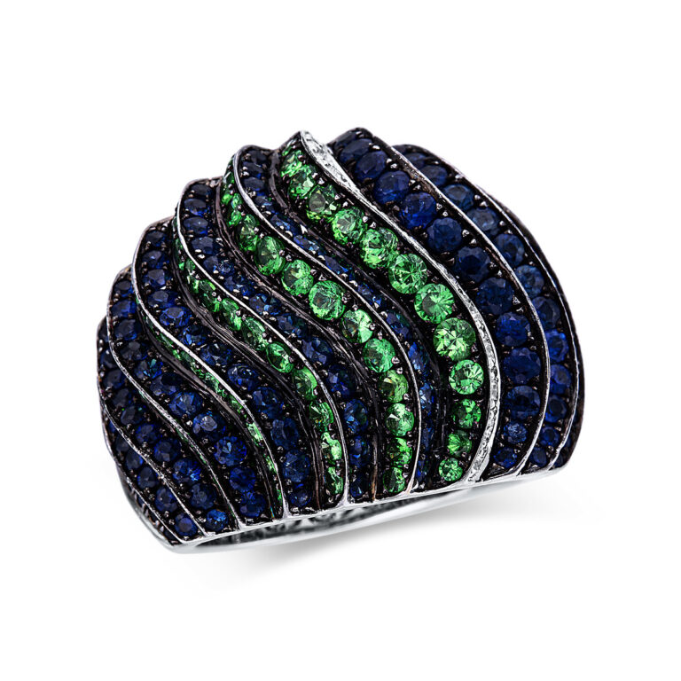 Ring 18 kt WG, Fassung teils schwarz rhodinie