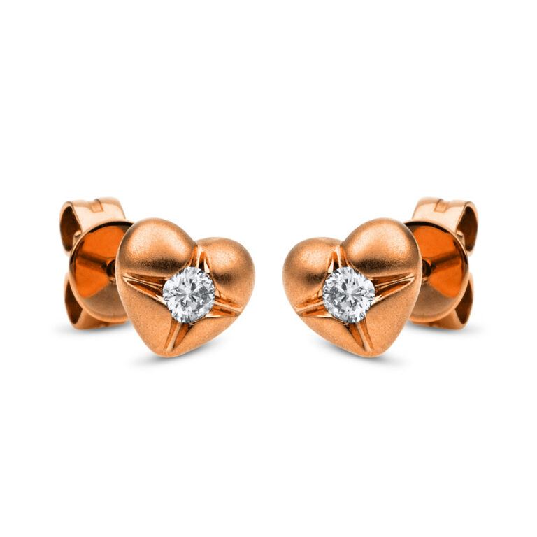 Ohrstecker 14 kt RG "Herz", mattiert