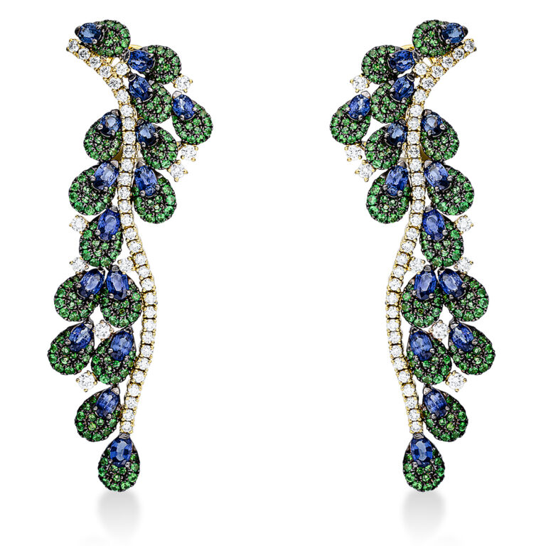Ohrschmuck 18 kt GG, Fassung teils schwarz rhodinie