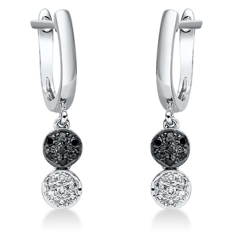 Ohrschmuck 14 kt WG, teils schwarz rhodiniert
