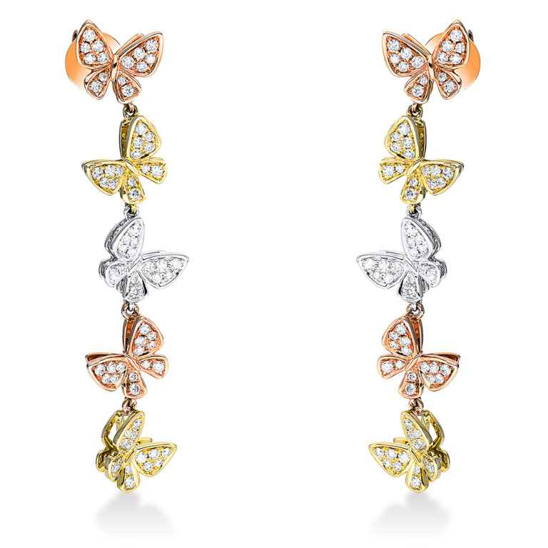 Ohrschmuck 18 kt WG+GG+RG "Schmetterling"