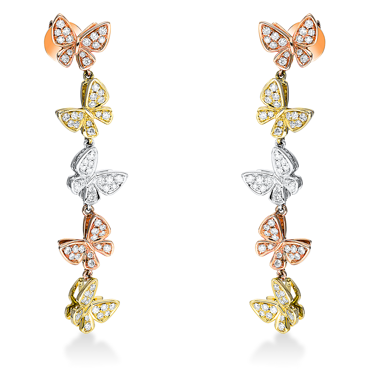 Ohrschmuck 18 kt WG+GG+RG "Schmetterling"