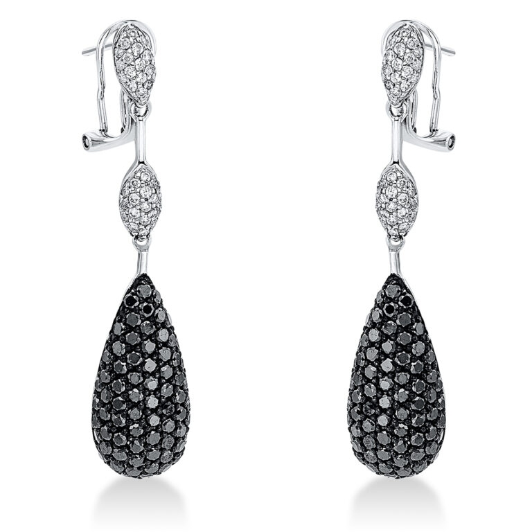 Ohrschmuck 18 kt WG, Fassung schwarz rhodiniert